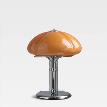 Caramel Glass & Chrome Table Lamp