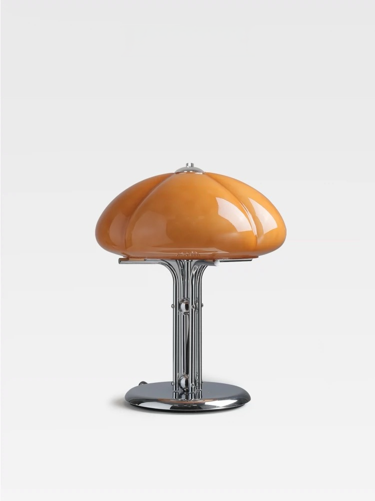 Caramel Glass & Chrome Table Lamp