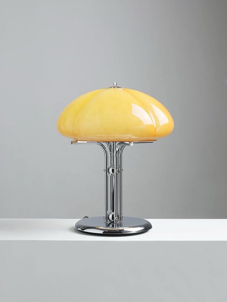 Caramel Glass & Chrome Table Lamp - Image 2