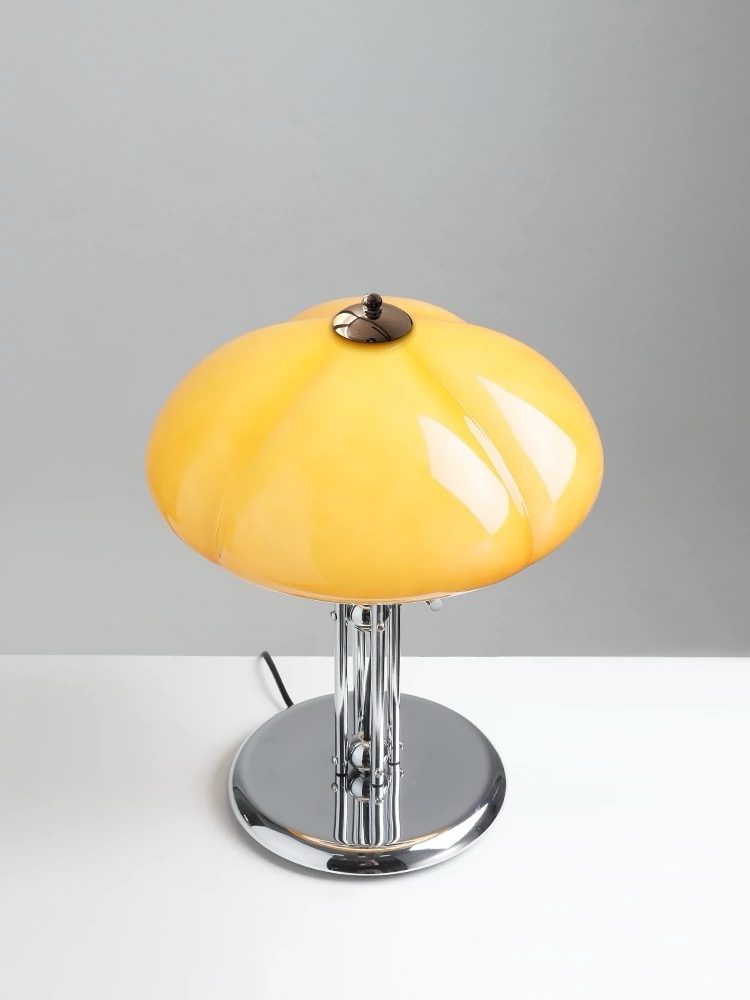 Caramel Glass & Chrome Table Lamp - Image 3