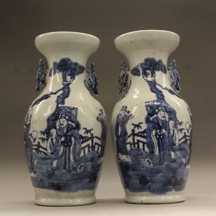 Pair Jingdezhen Blue and White Porcelain Vases - Image 6