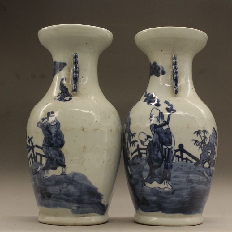 Pair Jingdezhen Blue and White Porcelain Vases - Image 5
