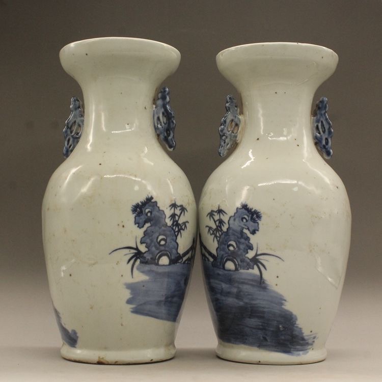 Pair Jingdezhen Blue and White Porcelain Vases - Image 4