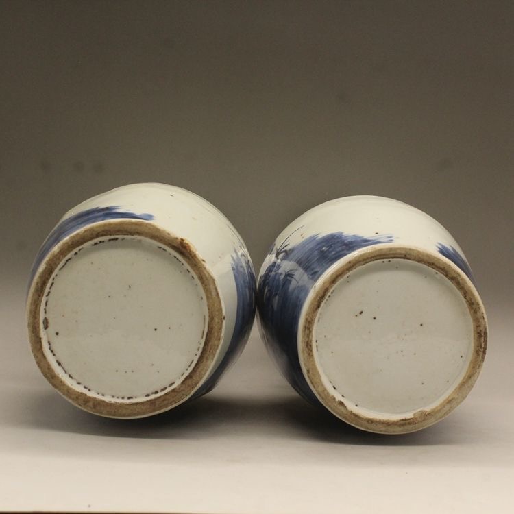 Pair Jingdezhen Blue and White Porcelain Vases - Image 2