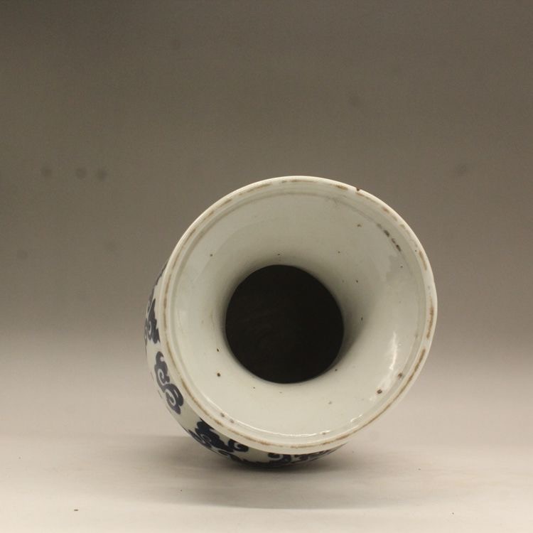 Pair Antique Qing Blue & White Eared Porcelain Vase - Image 4