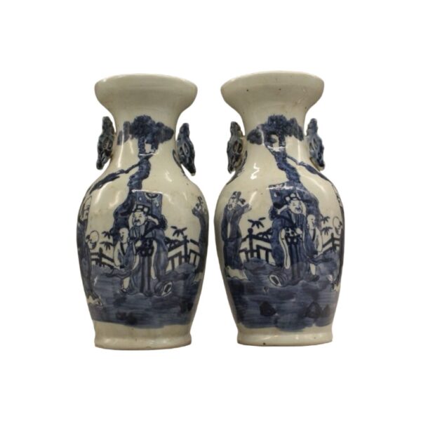 Pair Jingdezhen Blue and White Porcelain Vases